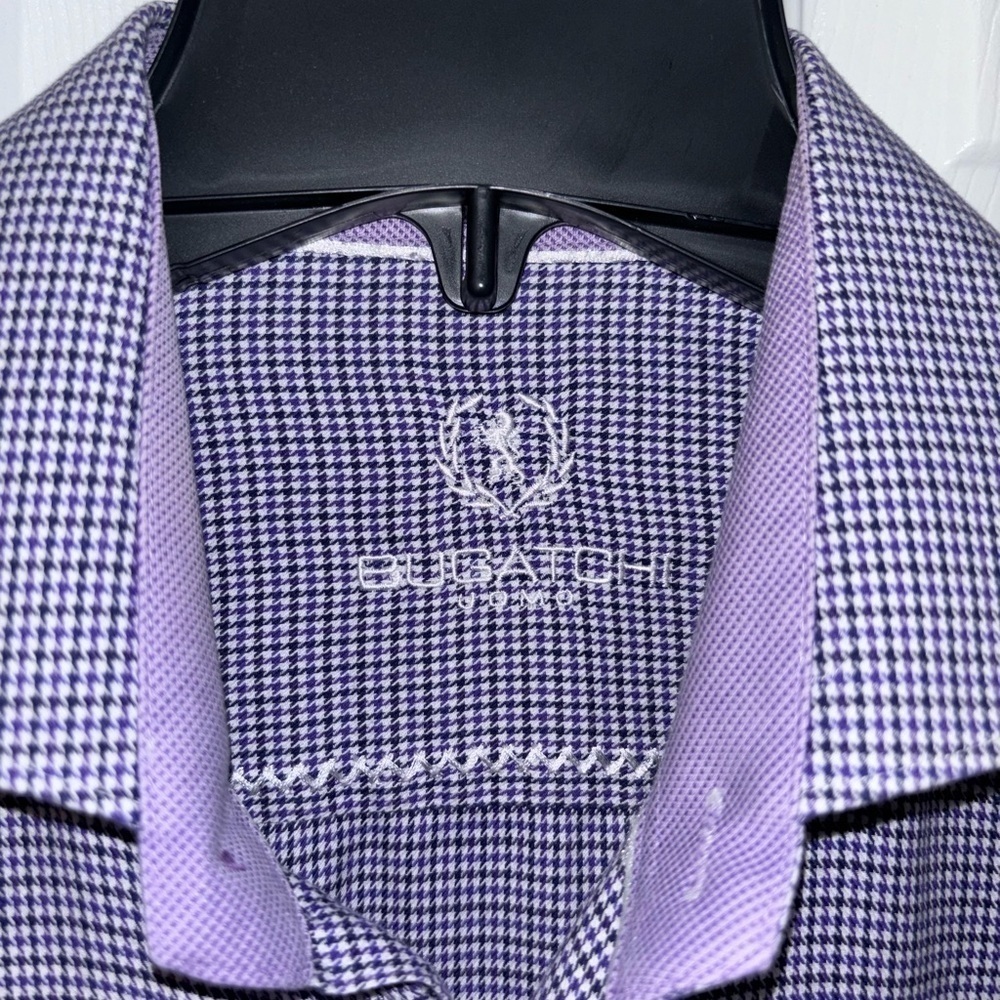 BUGatchi LS Button Down purple and black houndstooth shirt SZ 16/40 - Picture 8 of 8